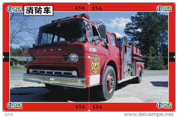 A04350 China Phone Cards Fire Engine Puzzle 40pcs - Pompiers