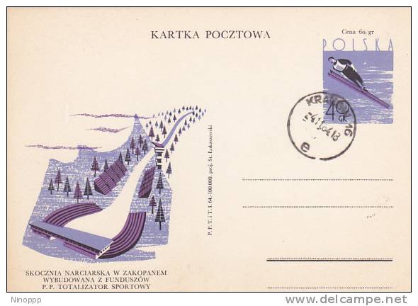 Poland 1964 Sky  Jump Souvenir Card - Skiing