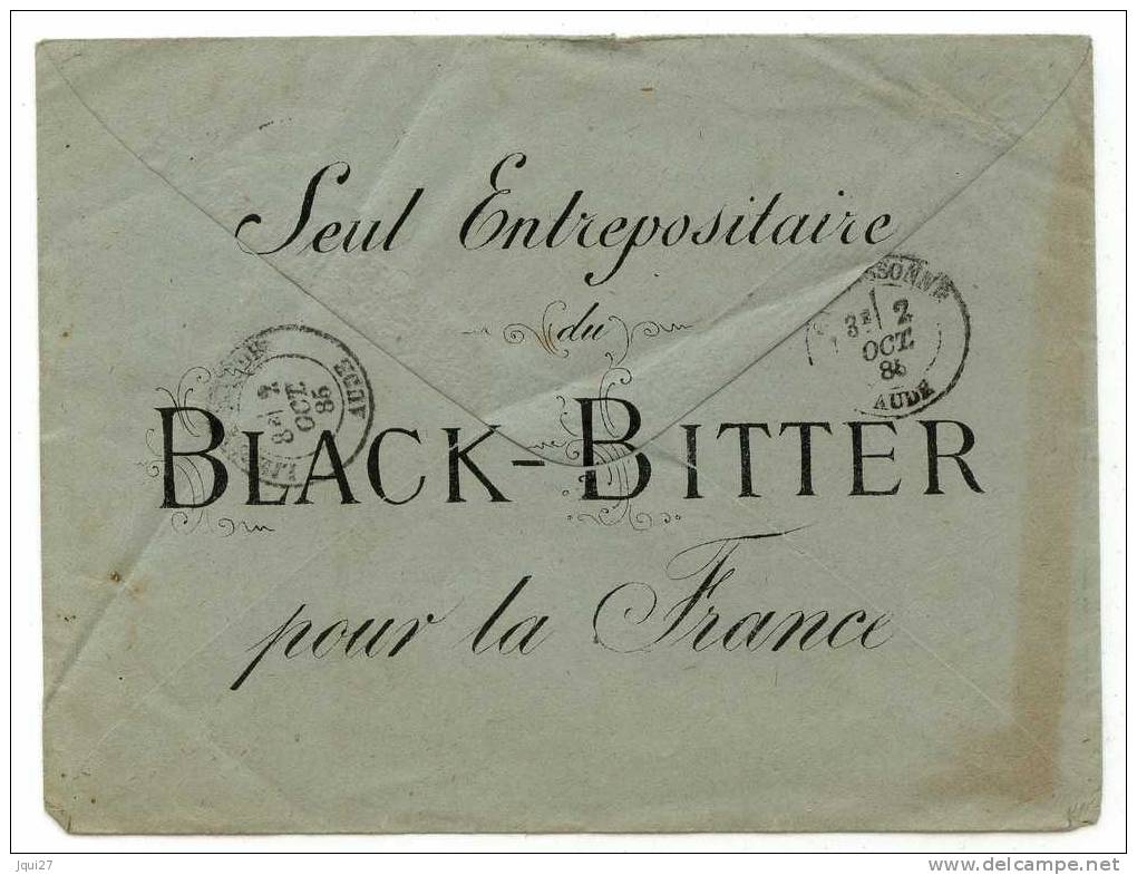 Enveloppe Bitters, Amers, Sadrin Fils à Courthezon (Vaucluse) 1886 - Alcools