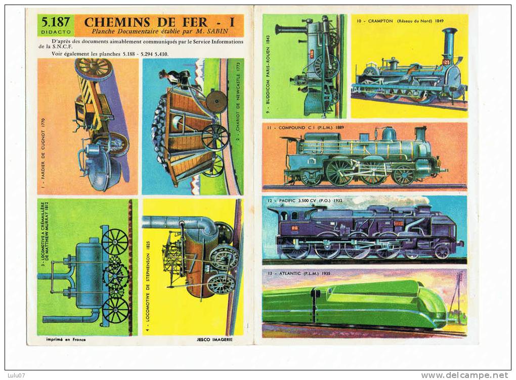 Fiche  Didacto  No 5 187   Chemin De Fer - Trains