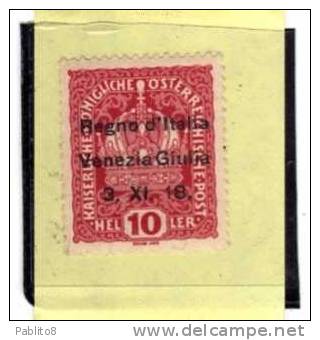 VENEZIA GIULIA 1918 SOPRASTAMPATO AUSTRIA OVERPRINTED HELLER 10 H MNH - Venezia Giulia