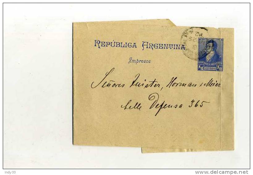 - ARGENTINE . ENTIER SUR BANDE JOURNAL DE 1892 - Postal Stationery