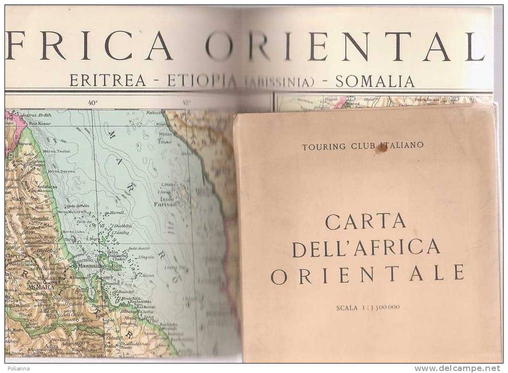 C0389  CARTA Dell'AFRICA ORIENTALE T.C.I. 1935 - ERITREA - ETIOPIA (ABISSINIA) - SOMALIA - Mapas Topográficas