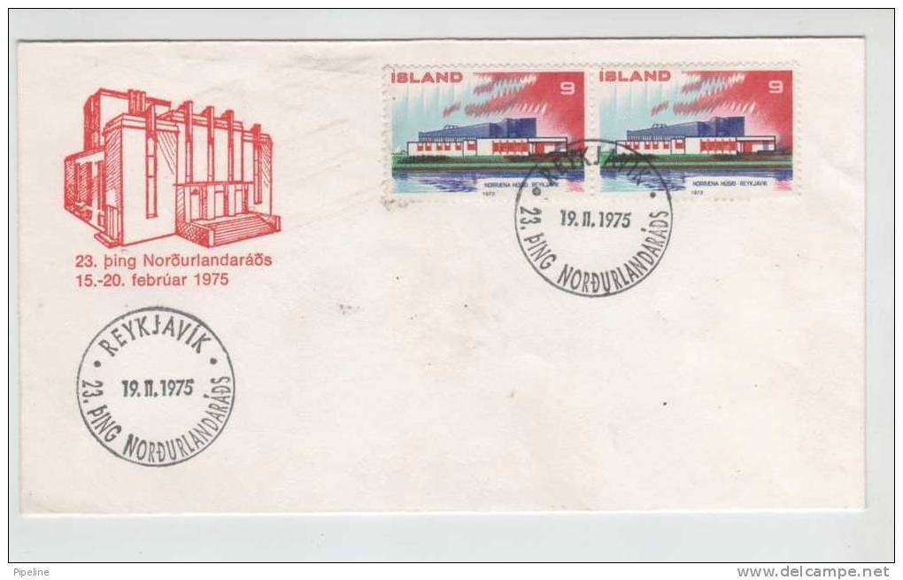 Iceland Cover With Special Cancel Reykjavik 19-2-1975 With Cachet - Briefe U. Dokumente