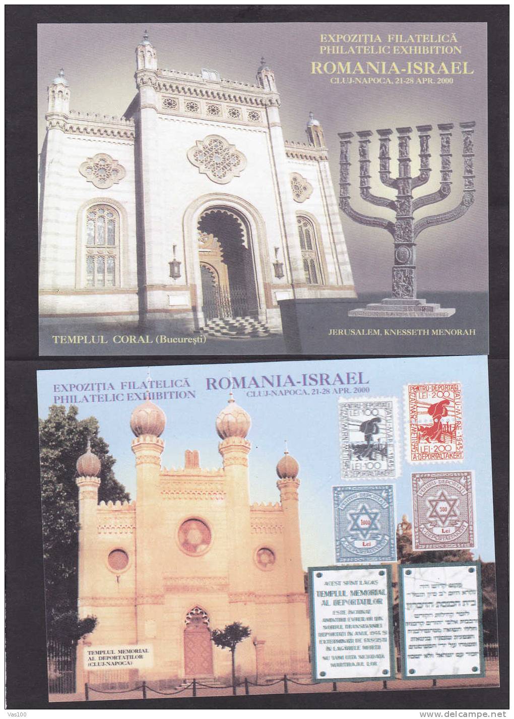Romania - Jewish Temples Cluj-Napoca, 2 S/s Cinderellas MNH - Mosques & Synagogues