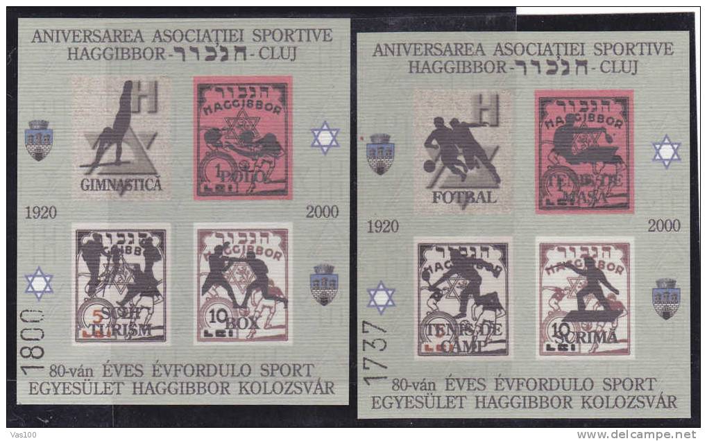 Romania - Haggibor Jewish Sports Club 2 M/s Ovp. Cinderellas MNH - Vignettes De Fantaisie