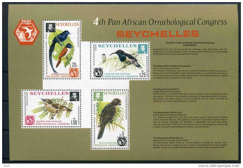 1976 Seychelles, Uccelli Foglietto , Serie Completa Nuova (**) - Seychelles (...-1976)