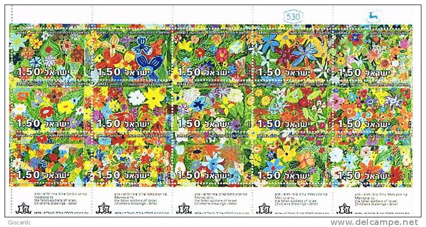 ISRAELE (ISRAEL) - UNIF. 678.692 -1978  GIORNATA DEL RICORDO: FIORI DIPINTI - NUOVI (MINT) ** MINIFOGLIO CON APPENDICE I - Blocs-feuillets