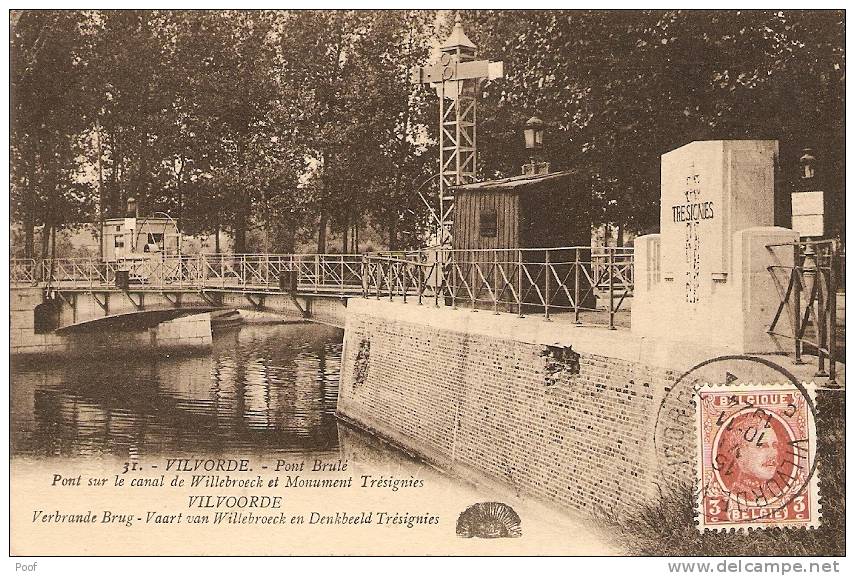 Vilvorde ( Pont-Brûlé) : Pont Sur Le Canal De Willebroeck Et Monument Trésignies --- 1924 - Vilvoorde