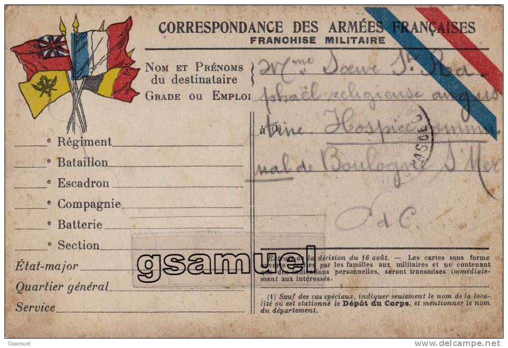 Correspondances Des Armées Françaises. 1914-1918. - Franchise Militaire : - (voir Scan Recto-verso). - Lettres & Documents