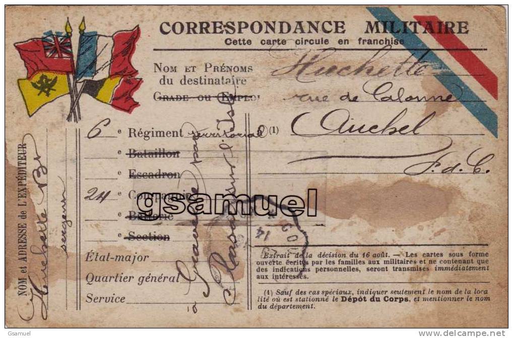 Correspondances Militaire. 1914 - 1918. - Franchise Militaire : - (voir Scan Recto-verso). - Lettres & Documents