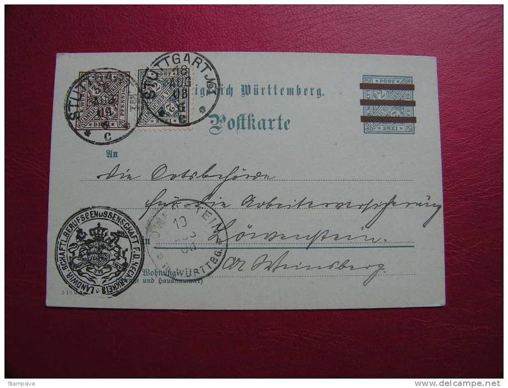 == Köngreich Württenberg , Postkarte 1908 Gebalkt - Sonstige & Ohne Zuordnung