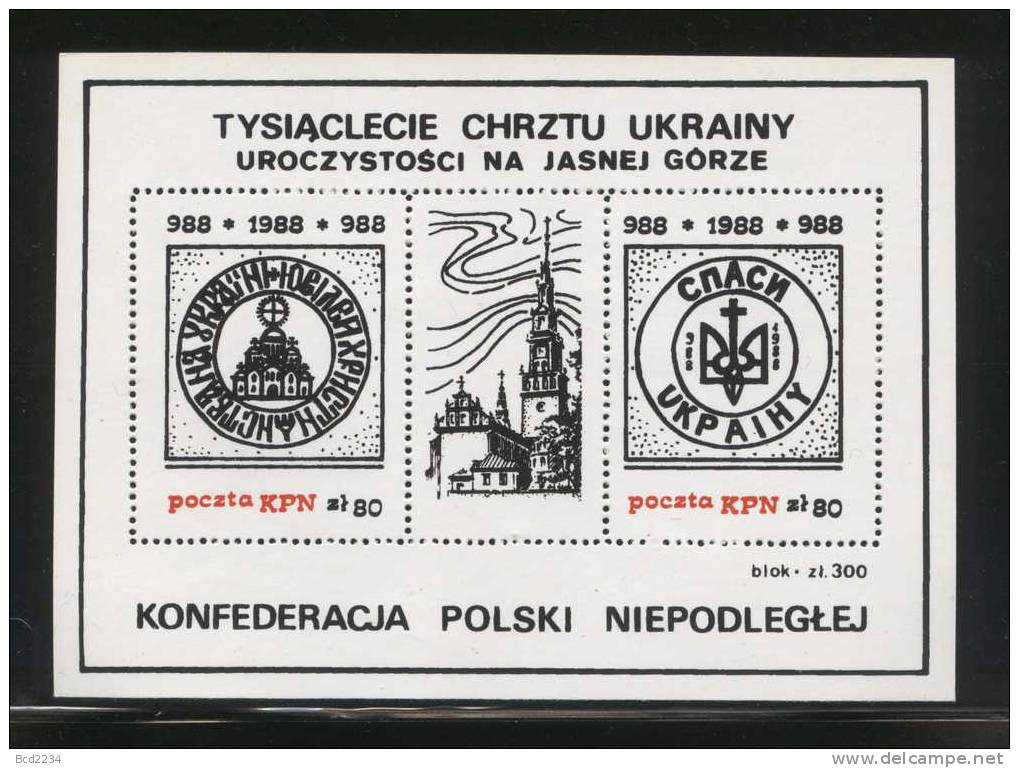 POLAND SOLIDARNOSC SOLIDARITY (SOLID0147/0456) 1000 YEARS UKRAINE CHRISTIANITY CELEBRATIONS CZESTOCHOWA BASILCA Churches - Solidarnosc Labels