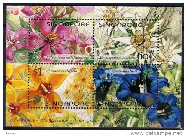 Singapour 2001 : Fleurs. Emission Commune Avec La Suisse - Joint Issues