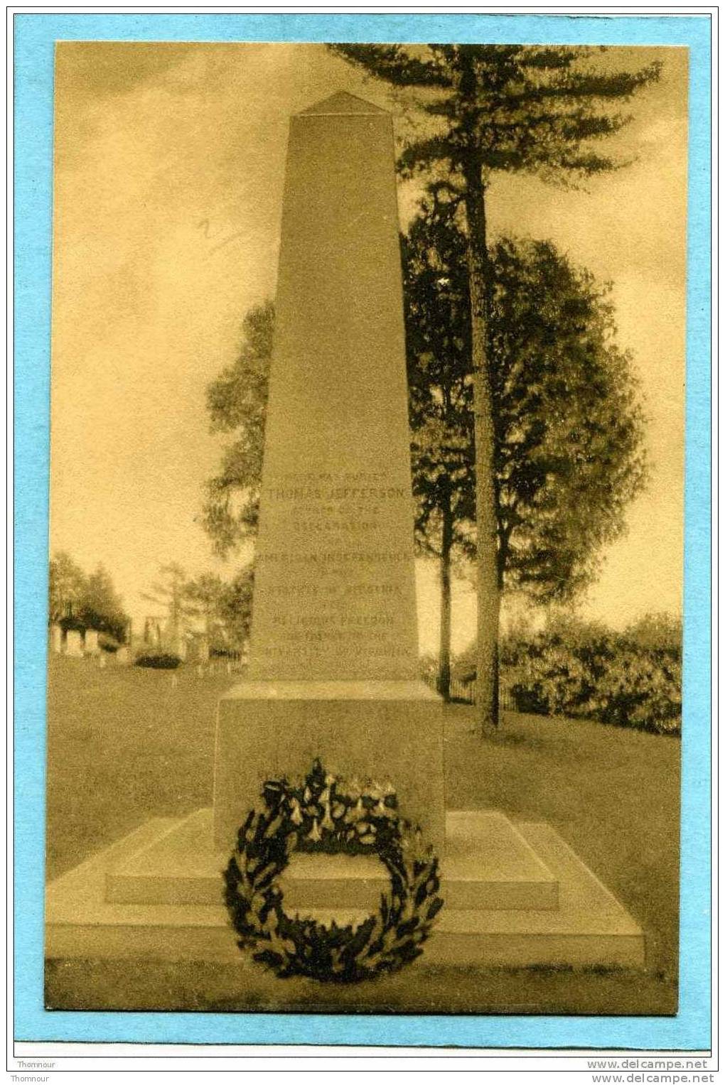 MONTICELLO- Thomas Jefferson Tombstone In The Monticello Graveyard -  BELLE CARTE  - - Autres & Non Classés