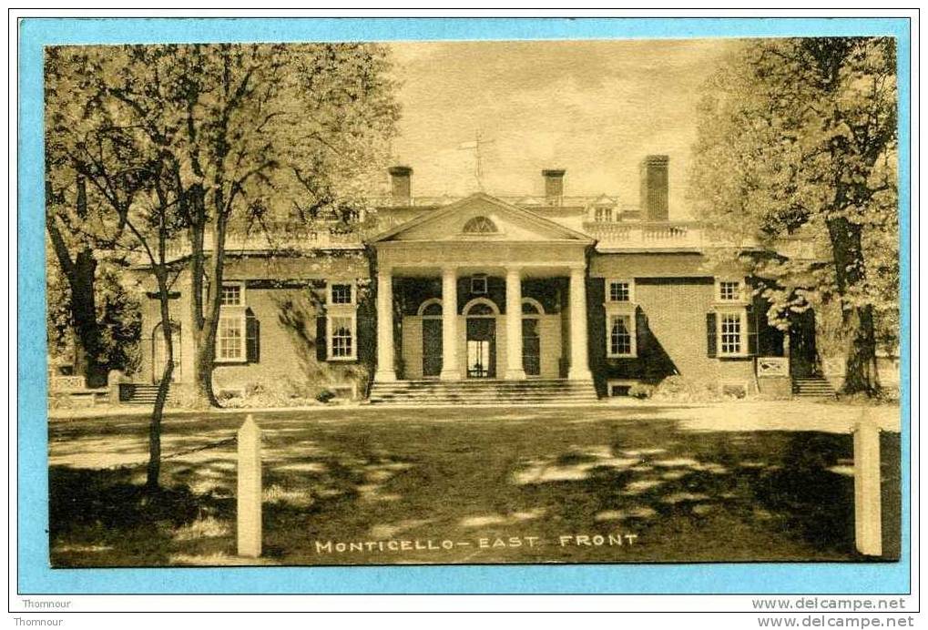 MONTICELLO  -  WEST  FRONT   -  BELLE CARTE  - - Other & Unclassified