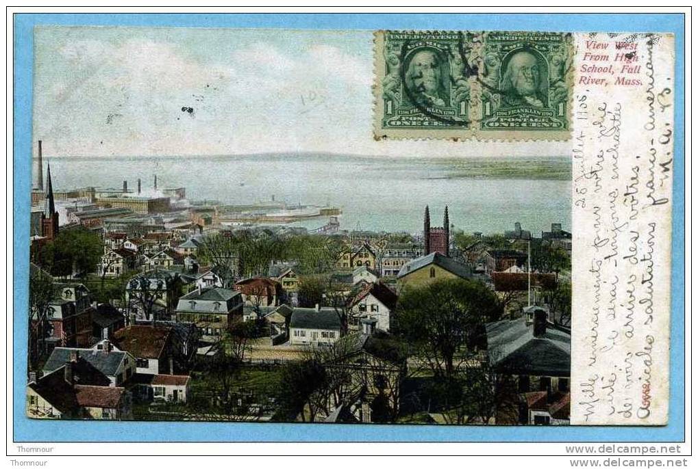FALL  RIVER  -  View West From High School  -  1905  -  BELLE CARTE  - - Fall River