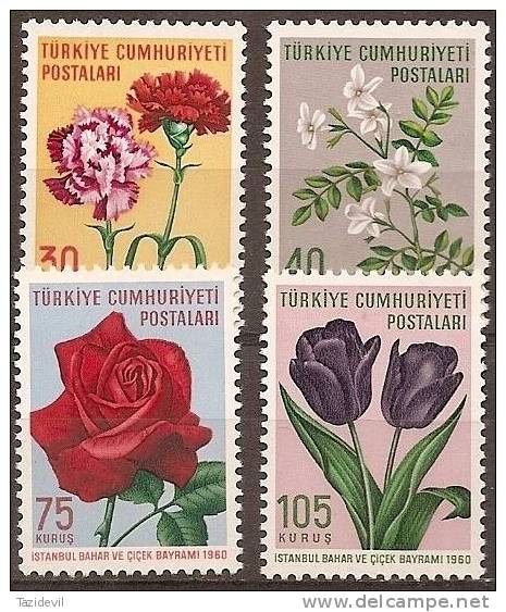 TURKEY - Mint Lightly Hinged * 1960 Spring Flowers. Scott 1480-3 - Unused Stamps