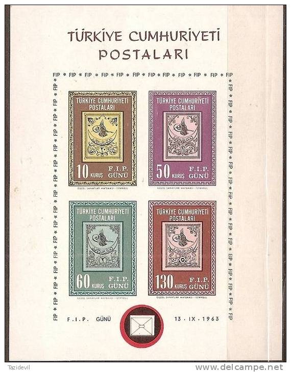TURKEY - Mint Lightly Hinged * 1963 Philatelic Exhibition Souvenir Sheet. Scott 1601 - Unused Stamps