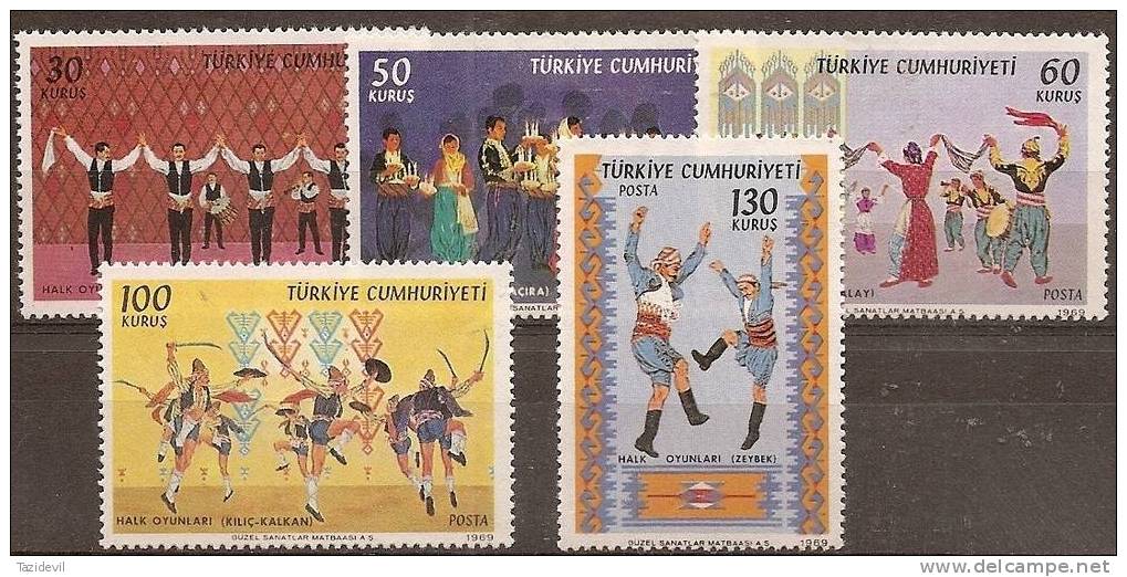 TURKEY - Mint Lightly Hinged * 1969 Folk Dancers. Scott 1820-4 - Unused Stamps