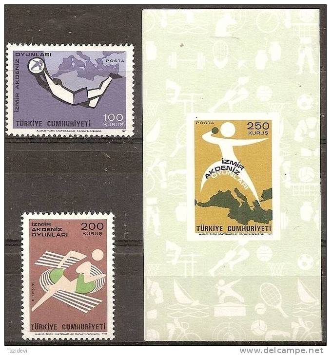 TURKEY - Mint Lightly Hinged * 1971 Sport. Scott 1895-7. Souvenir Sheet Is MNH ** - Neufs