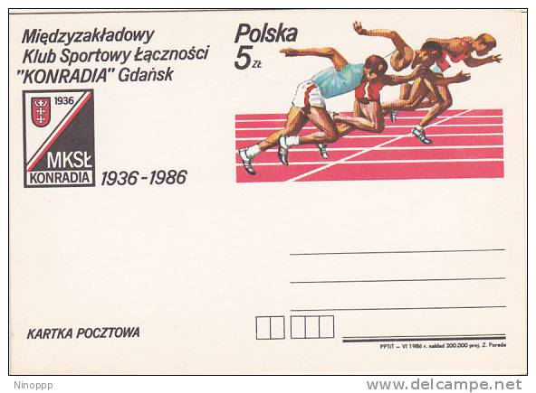 Poland 1986  Running Club 50th Anniversary Unused Card - Other & Unclassified