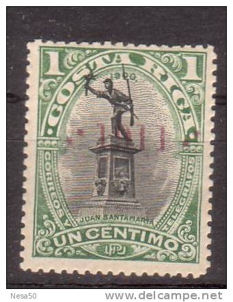 Costa Rica 1910 Mi Nr 71 Type I A  Opdruk Rood  Juan Santa Maria - Costa Rica