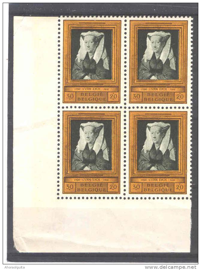 Timbre 1076 En Bloc De 4 Bord De Feuille Avec 1 Variété Griffe à Travers Van Eyck - Neufs Sans Charnières -- QQ492 - Otros & Sin Clasificación