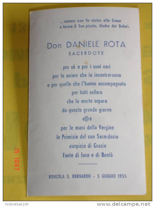 AR 1846 - Madonna PERPETUO SOCCORSO - Anno 1955 - Sacerdote - RONCOLA S.BERNARDO ,Bergamo - Monocromo Santino - Images Religieuses