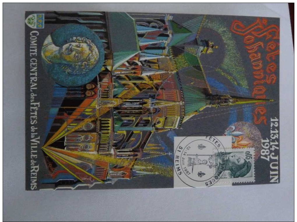 CARTE 1ER JOUR FETES JOHANNIQUES 1987  JEANNE D´ARC CATHEDRALE TBA - Andere & Zonder Classificatie