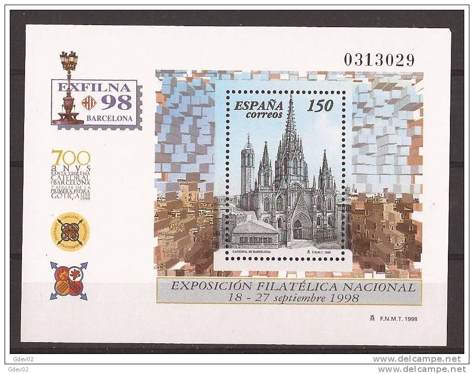 ES3557-L3917TARO.España  .Spain  .Espagne EXFILNA 98 CATEDRAL DE BARCELONA 1998( Ed.3557**)LUJO - Otros & Sin Clasificación