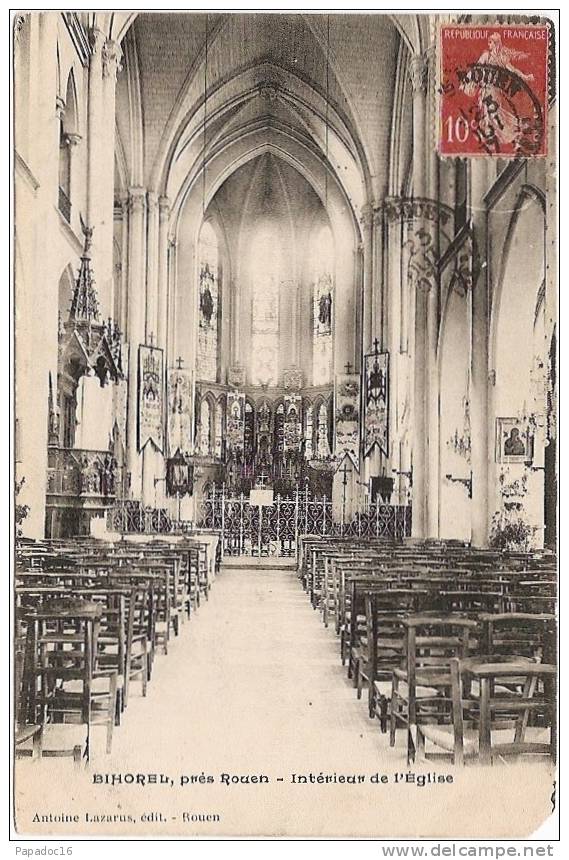 76 - Bihorel, Près Rouen - Intérieur De L'Eglise - éd. Antoine Lazarus (circulée 1917) - Un - Bihorel