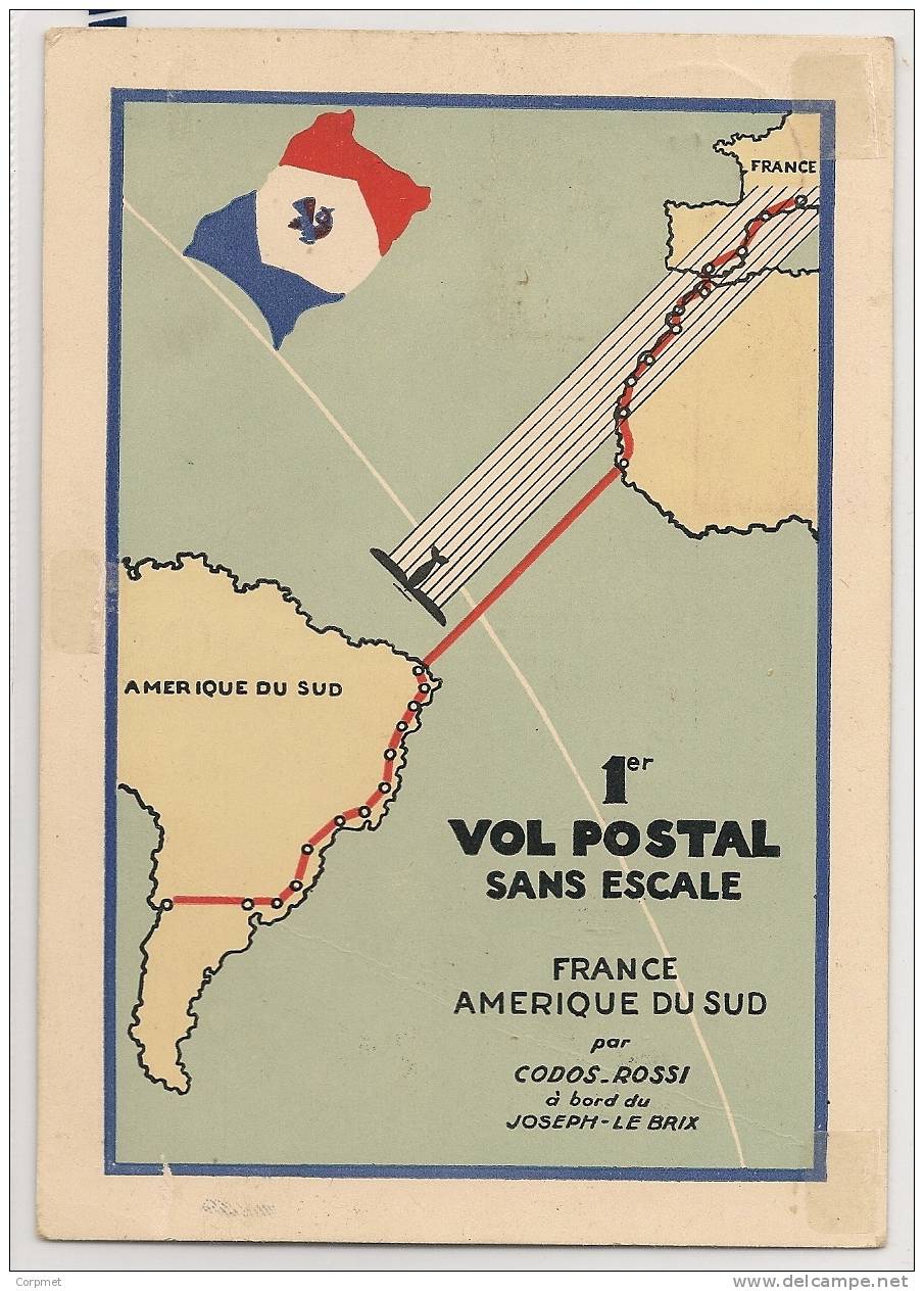 FRANCE - 1935 1er VOL POSTAL SANS ESCALE - FRANCE AMERIQUE DU SUD - RAID INTERROMPU 17/2/1935 - Lettere Accidentate