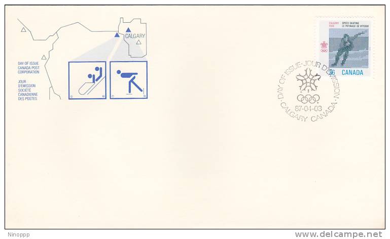 Canada 1987 Calgary Winter Olympics  Speed Skating Souvenir Cover - Invierno 1988: Calgary