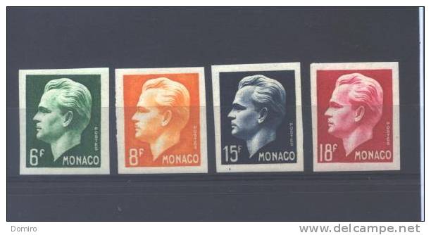 Monaco  365/68*  (MH)   NON DENTELES  (R)  "1951" - Neufs