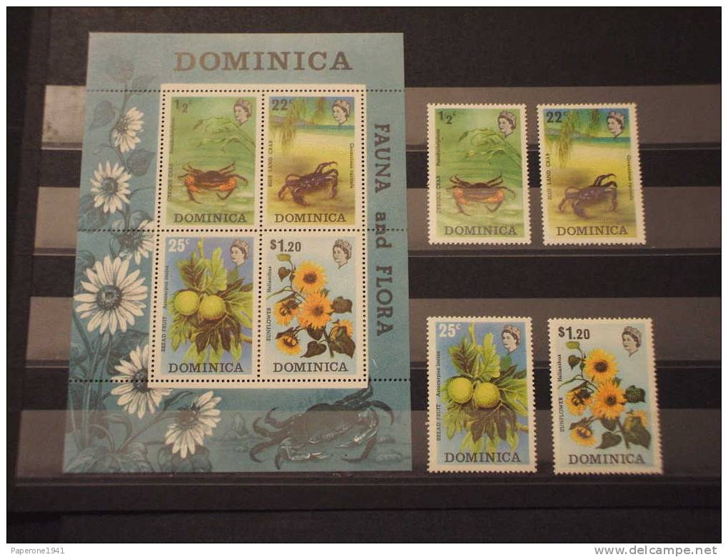 DOMINICA -1973 FAUNA E FLORA 4v.+BF - NUOVI(++)-TEMATICHE. - Dominique (1978-...)