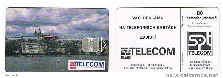 REPUBBLICA CECA (CZECH REPUBLIC) - SPT TELECOM  CHIP- 1993 PRAGUE CASTLE 80 UNITS  N.1 / 06.93  - USED    RIF. 3236 - República Checa