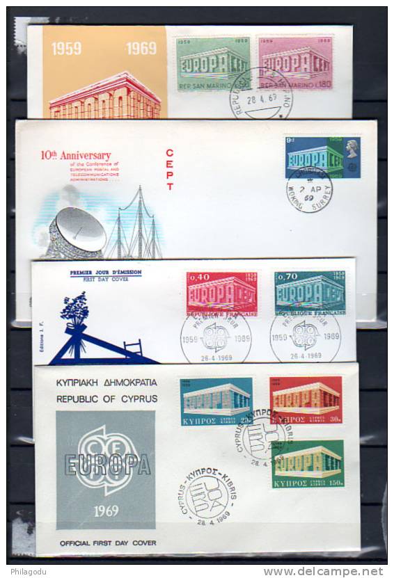 Europa 1969, FDC De 22 Pays - 1969