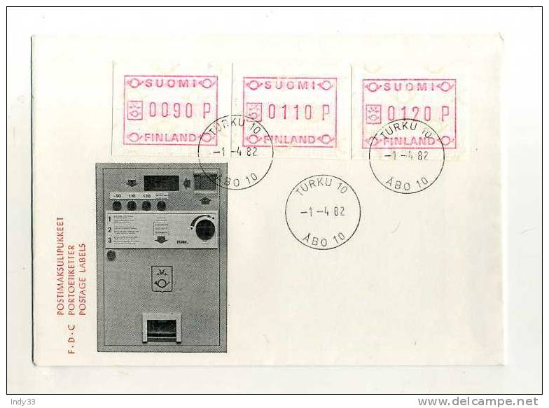 - FINLANDE . AFFRANCHISSEMENT COMPOSE AVEC VIGNETTES SUR ENVELOPPE DE 1982 - Machine Labels [ATM]