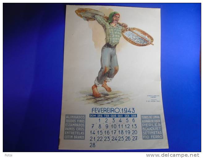 PORTUGAL 1943 FOLHA DE CALENDARIO AGUARELA   « COMERCIO AMBULANTE » VAREIRO - Grossformat : 1941-60