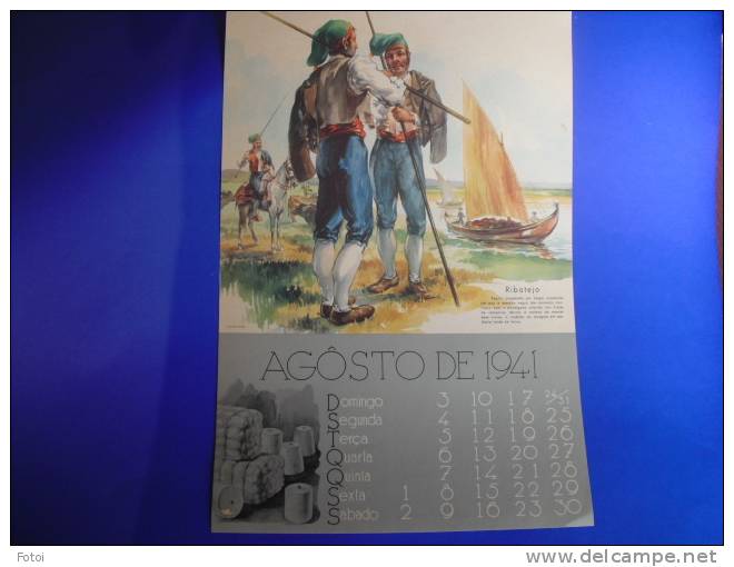 PORTUGAL 1941 FOLHA DE CALENDARIO AGUARELA   « REGIOES » RIBATEJO - Grossformat : 1941-60