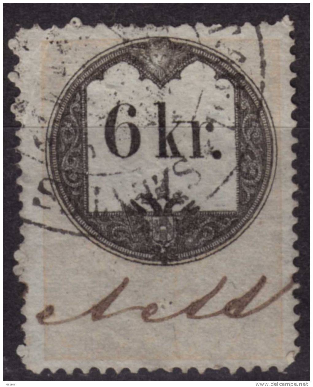 1858-1866 Austria Hungary Croatia Slovakia Serbia KUK K.u.k Revenue Tax Fiscal Judaical Stamp 6 Kr. - Fiscale Zegels