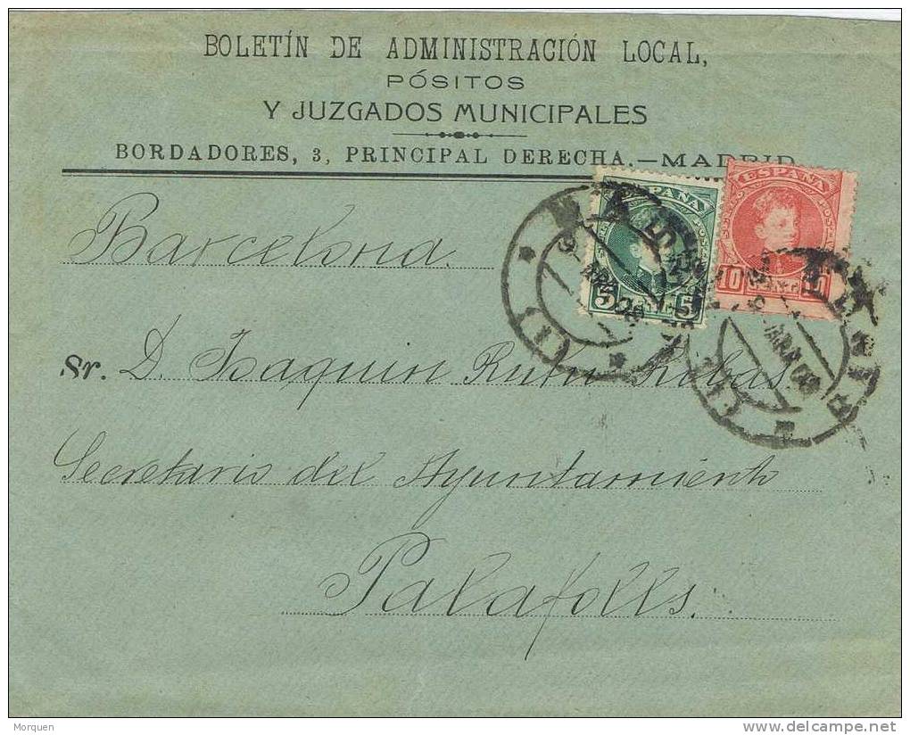 6616. Carta MADRID 1908. Adminstracion Local. Franqueo Bicolor - Cartas & Documentos