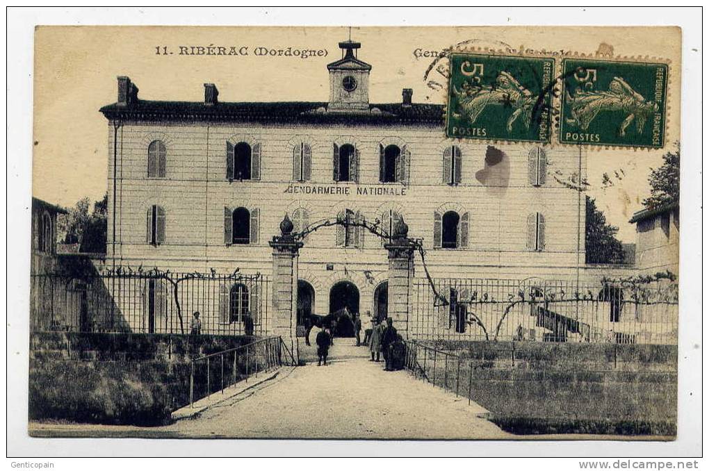 Q22 - RIBERAC - Gendarmerie (Jolie Carte Animée De 1916 - Scan Du Verso) - Riberac