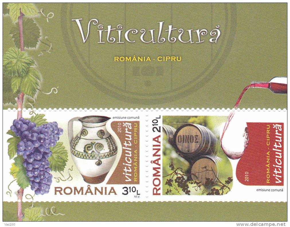 VITICULTURE ,Wine,Vins,Grape,2010 MNH Block Romania. - Vinos Y Alcoholes