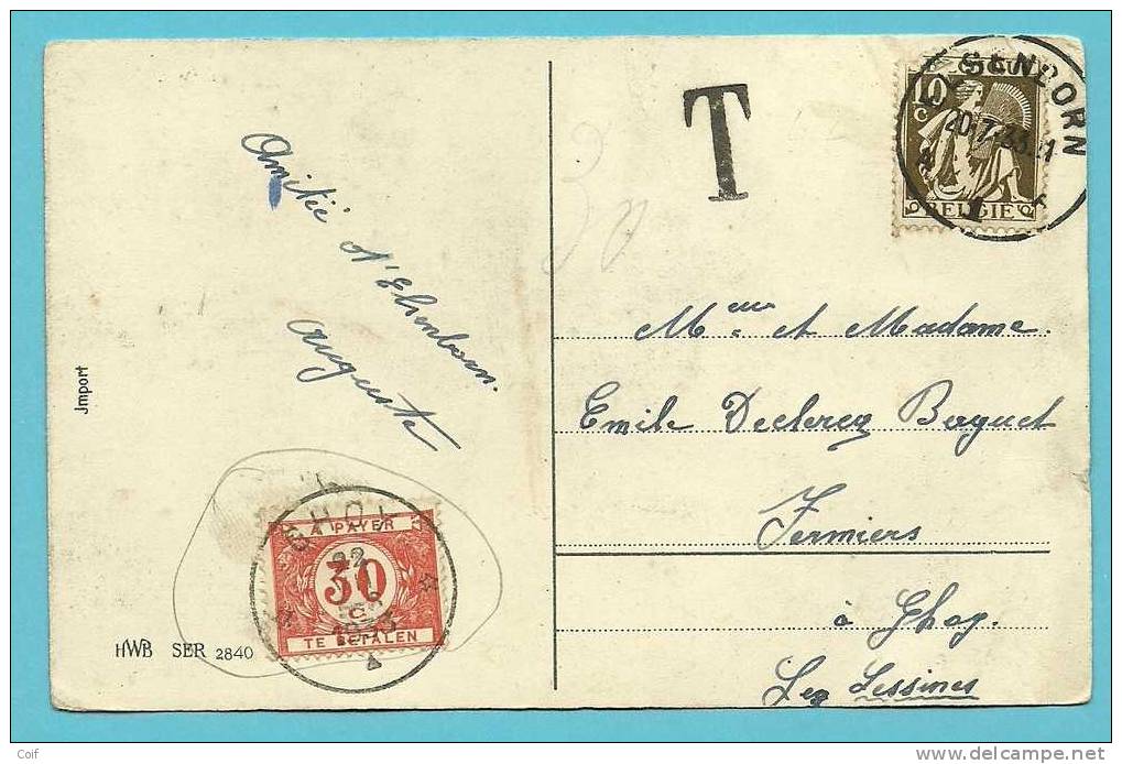 337 Op Kaart Stempel ELSENBORN,getaxeerd (taxe) Met TX 35 Met Sterstempel (Relais) * GHOY* (Relais/Rare Op Taxe)!! - 1932 Ceres And Mercurius