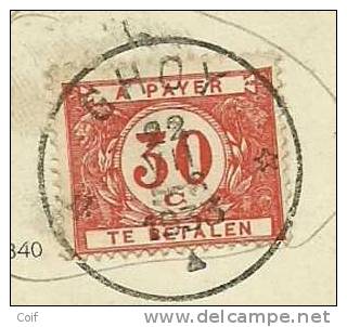 337 Op Kaart Stempel ELSENBORN,getaxeerd (taxe) Met TX 35 Met Sterstempel (Relais) * GHOY* (Relais/Rare Op Taxe)!! - 1932 Ceres And Mercurius