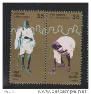 India 1980 MNH Gandhi, Se-Tenent Pair, Dandi March - Neufs