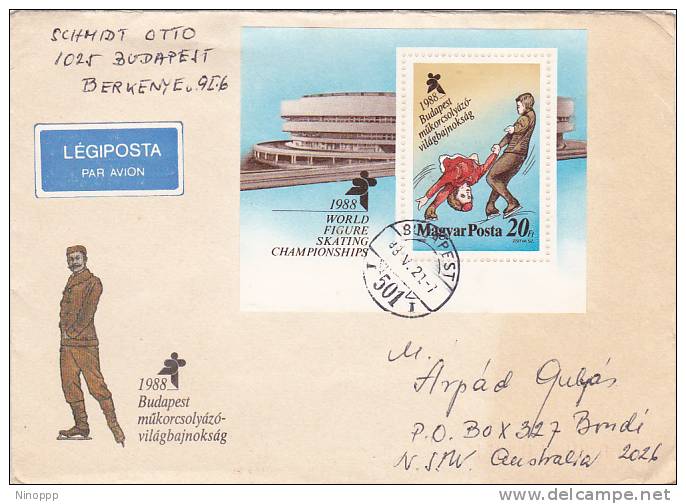 Hungary 1988 Ice Skating Souvenir Sheet  On Cover - Other & Unclassified