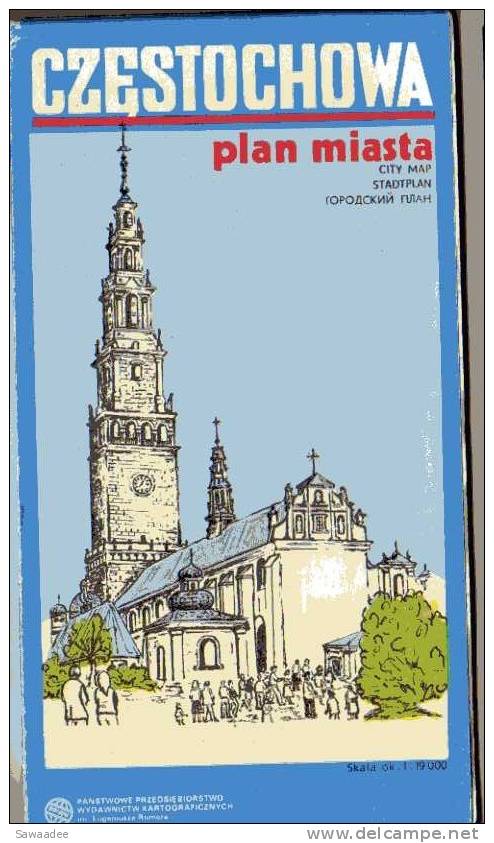 CARTE DE VILLE - POLOGNE - CZESTOCHOWA - 1 : 19000 - 1989 - PPWK - Strassenkarten